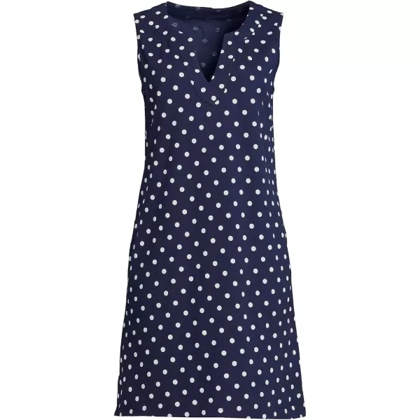 imageLands End Womens Cotton Jersey Sleeveless Swim Coverup DressDeep Sea Polka Dot