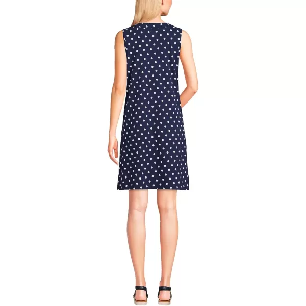 imageLands End Womens Cotton Jersey Sleeveless Swim Coverup DressDeep Sea Polka Dot