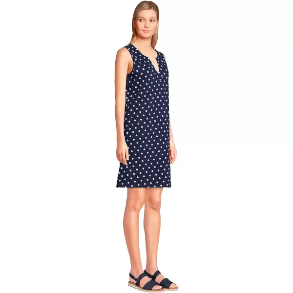 imageLands End Womens Cotton Jersey Sleeveless Swim Coverup DressDeep Sea Polka Dot