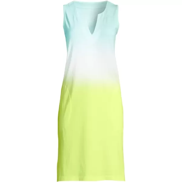 imageLands End Womens Cotton Jersey Sleeveless Swim Coverup DressLemon Lime Ombre