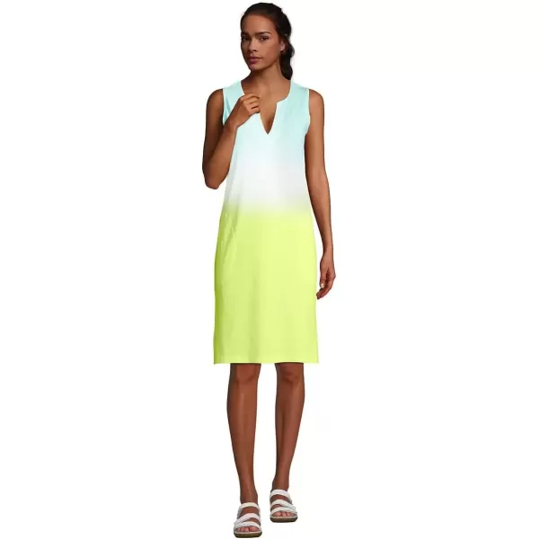 imageLands End Womens Cotton Jersey Sleeveless Swim Coverup DressLemon Lime Ombre