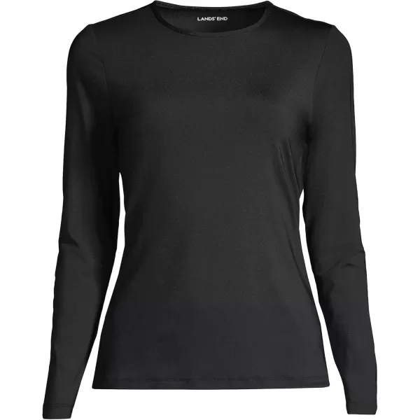 imageLands End Womens Crew Neck Long Sleeve Rash Guard UPF 50 Sun Protection Swim TeeBlack