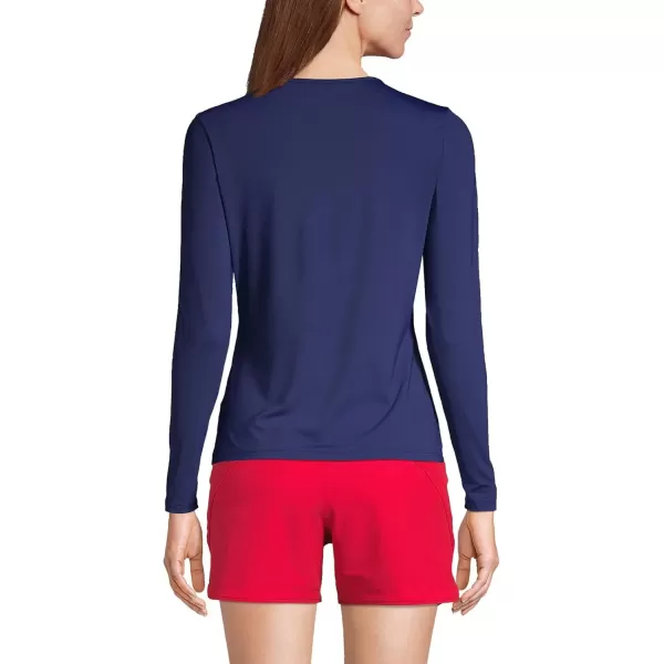 imageLands End Womens Crew Neck Long Sleeve Rash Guard UPF 50 Sun Protection Swim TeeDeep Sea Navy