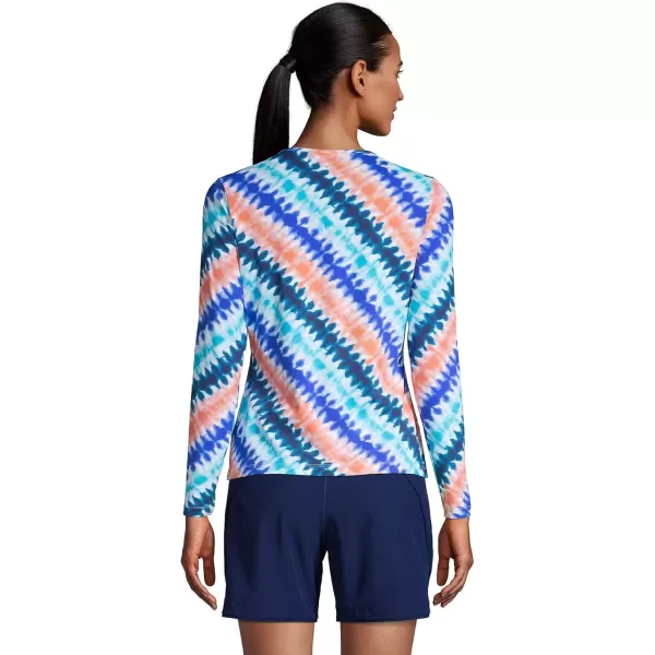 imageLands End Womens Crew Neck Long Sleeve Rash Guard UPF 50 Sun Protection Swim TeeDeep Sea Navy Bias Tie Dye