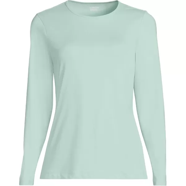 imageLands End Womens Crew Neck Long Sleeve Rash Guard UPF 50 Sun Protection Swim TeeMint Cream