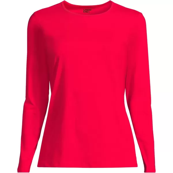 imageLands End Womens Crew Neck Long Sleeve Rash Guard UPF 50 Sun Protection Swim TeeStrawberry