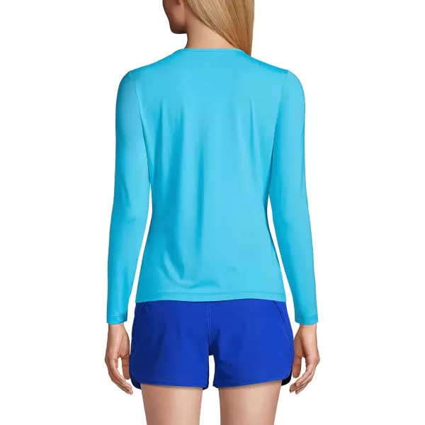 imageLands End Womens Crew Neck Long Sleeve Rash Guard UPF 50 Sun Protection Swim TeeTurquoise