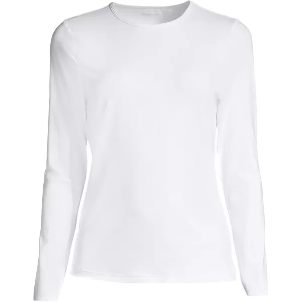 imageLands End Womens Crew Neck Long Sleeve Rash Guard UPF 50 Sun Protection Swim TeeWhite