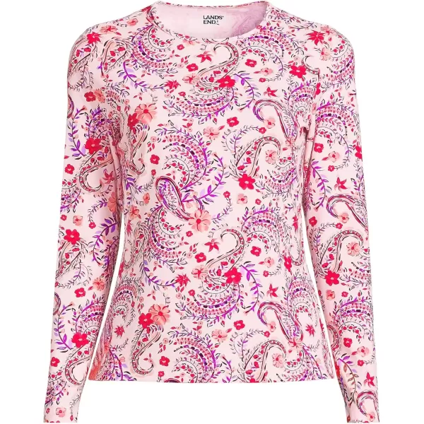 imageLands End Womens Crew Neck Long Sleeve Rash Guard UPF 50 Sun Protection Swim TeeWood Lily Multi Floral Paisley