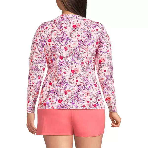 imageLands End Womens Crew Neck Long Sleeve Rash Guard UPF 50 Sun Protection Swim TeeWood Lily Multi Floral Paisley