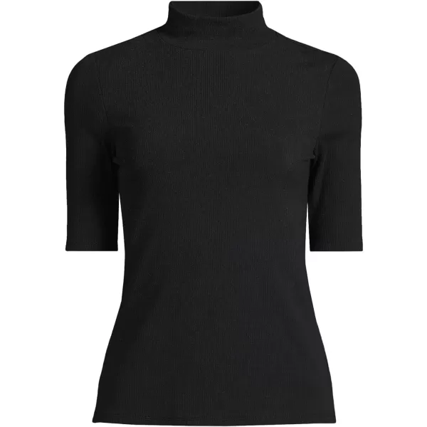 imageLands End Womens Elbow Sleeve Wide Rib MockBlack