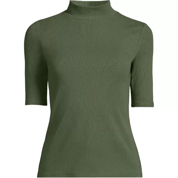 imageLands End Womens Elbow Sleeve Wide Rib MockEstate Green