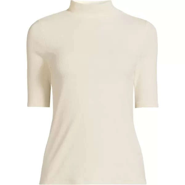 imageLands End Womens Elbow Sleeve Wide Rib MockFresh Ivory