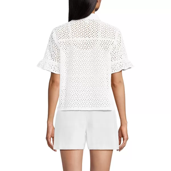 imageLands End Womens Eyelet Ruffle Sleeve BlouseWhite