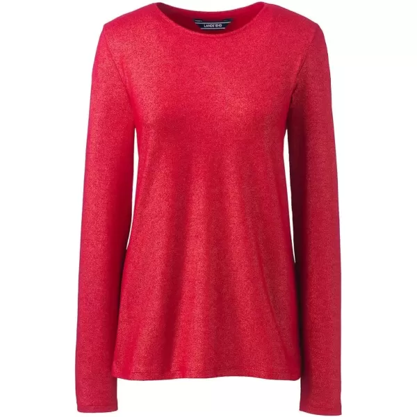 imageLands End Womens Long Sleeve Christmas TShirt Metallic FoilRich Red Metallic