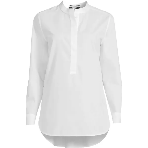 imageLands End Womens No Iron Long Sleeve Banded Collar Popover ShirtWhite