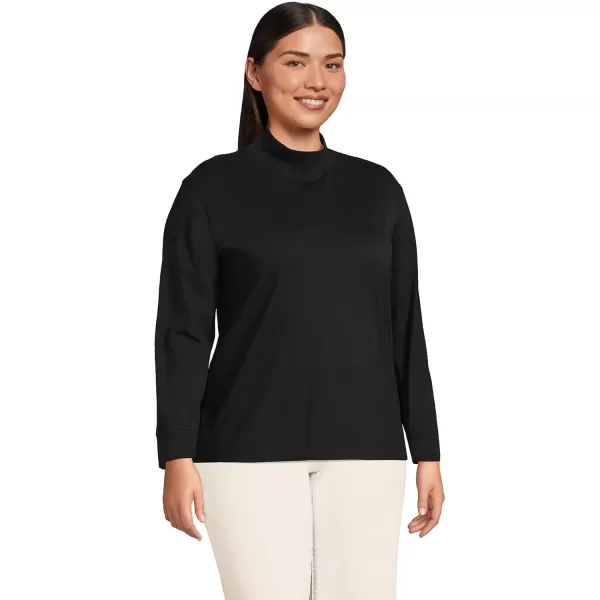 imageLands End Womens Plus Size Long Sleeve Super T MockBlack