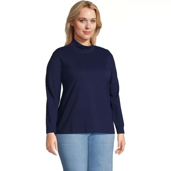 imageLands End Womens Plus Size Long Sleeve Super T MockDeep Sea Navy