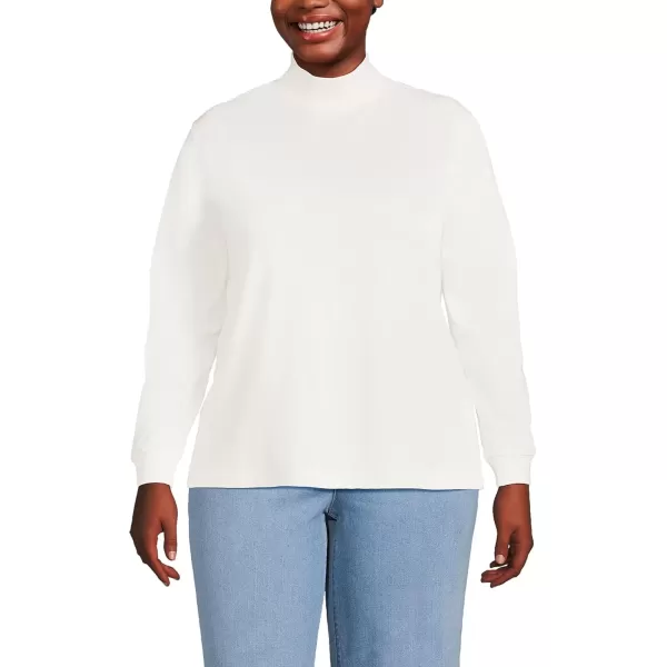 imageLands End Womens Plus Size Long Sleeve Super T MockIvory