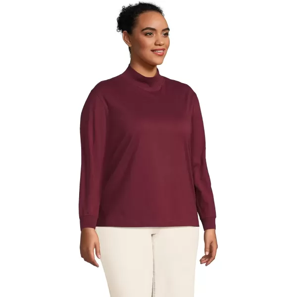 imageLands End Womens Plus Size Long Sleeve Super T MockRich Burgundy