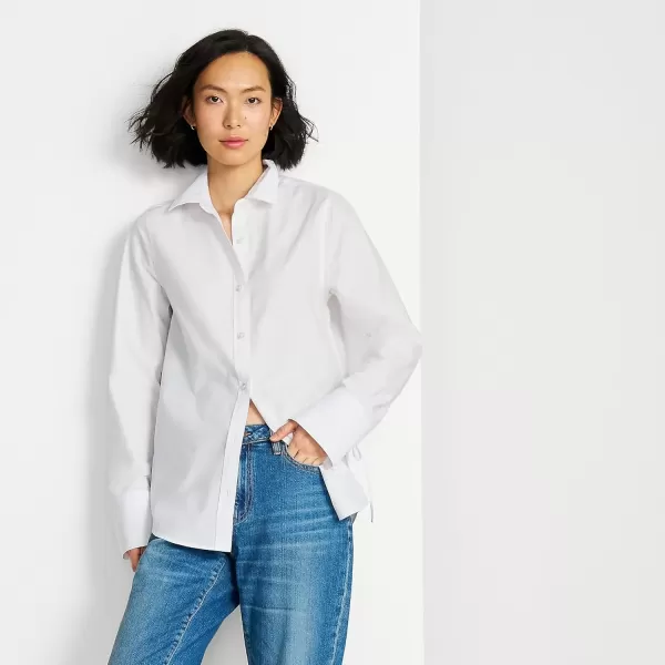 imageLands End Womens Poplin Tie Sleeve ShirtWhite