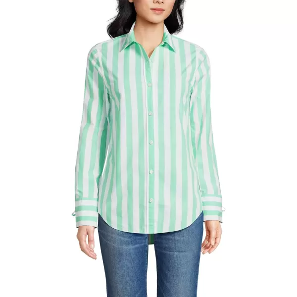 imageLands End Womens Poplin Tie Sleeve ShirtWintergreenWhite Stripe