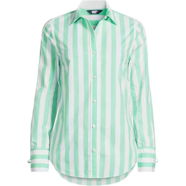 imageLands End Womens Poplin Tie Sleeve ShirtWintergreenWhite Stripe