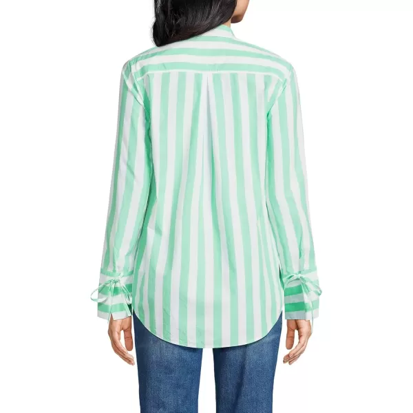 imageLands End Womens Poplin Tie Sleeve ShirtWintergreenWhite Stripe