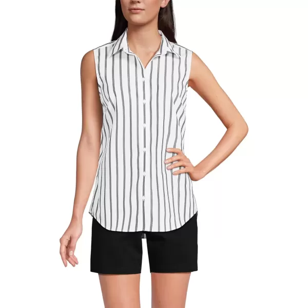 imageLands End Womens Sleeveless No Iron ShirtBlack Dual Stripe