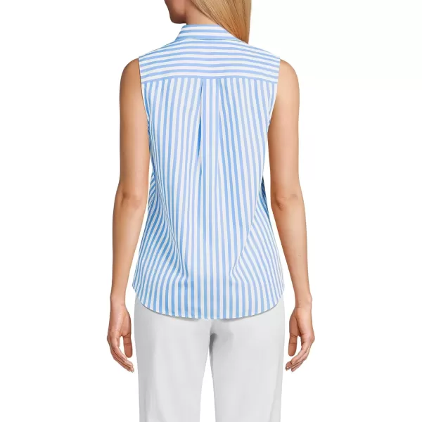 imageLands End Womens Sleeveless No Iron ShirtChicory Blue Stripe