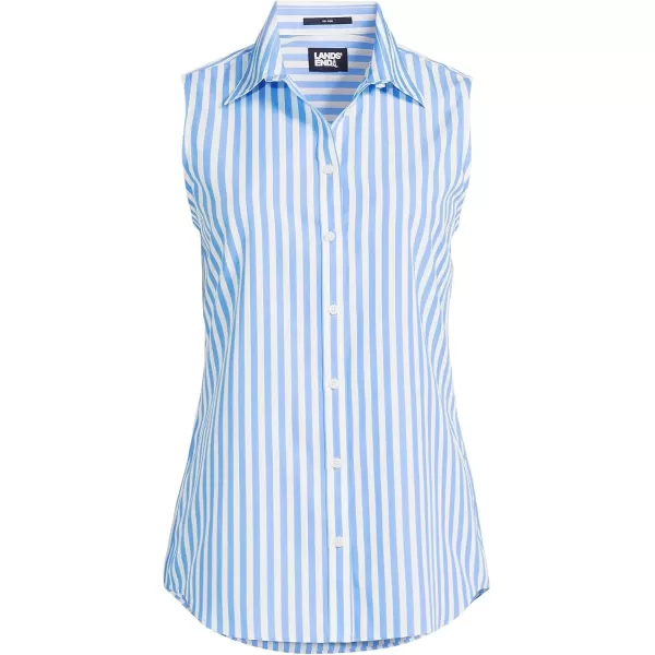 imageLands End Womens Sleeveless No Iron ShirtChicory Blue Stripe