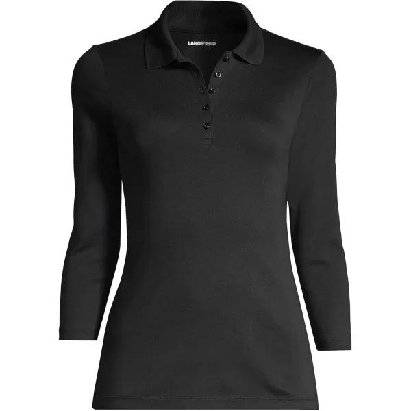 imageLands End Womens 34 Sleeve Supima Cotton Polo ShirtBlack