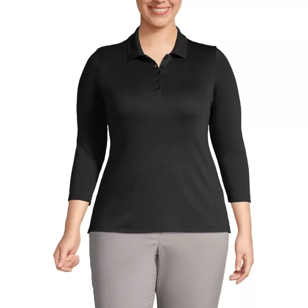 imageLands End Womens 34 Sleeve Supima Cotton Polo ShirtBlack