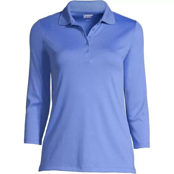 imageLands End Womens 34 Sleeve Supima Cotton Polo ShirtChicory Blue