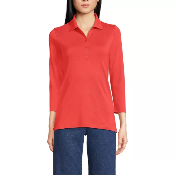 imageLands End Womens 34 Sleeve Supima Cotton Polo ShirtDark Orange