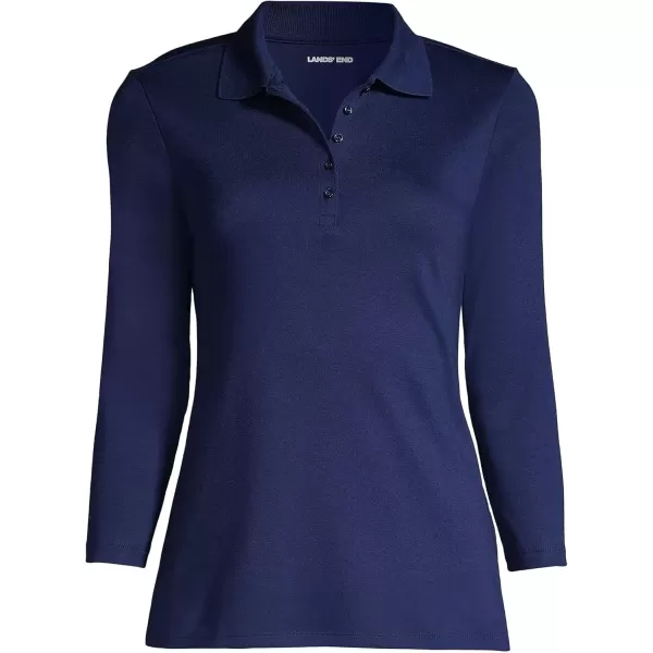 imageLands End Womens 34 Sleeve Supima Cotton Polo ShirtDeep Sea Navy