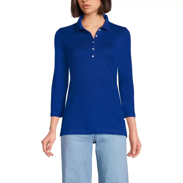 imageLands End Womens 34 Sleeve Supima Cotton Polo ShirtTrue Cobalt Blue