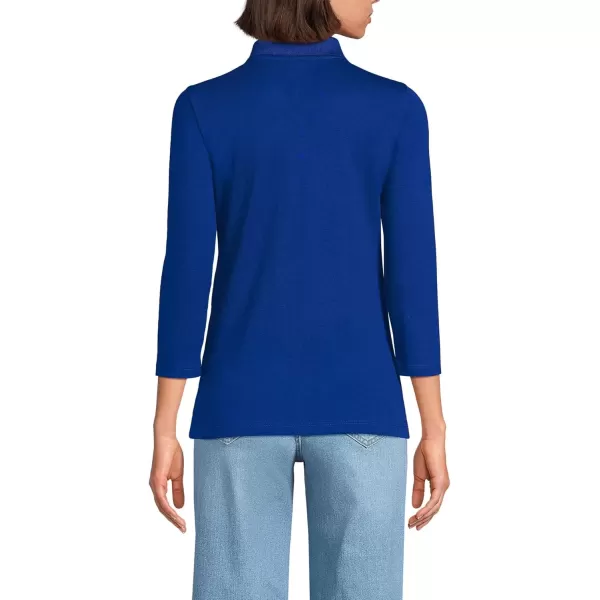 imageLands End Womens 34 Sleeve Supima Cotton Polo ShirtTrue Cobalt Blue