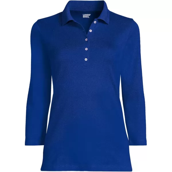 imageLands End Womens 34 Sleeve Supima Cotton Polo ShirtTrue Cobalt Blue