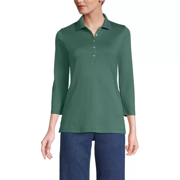 imageLands End Womens 34 Sleeve Supima Cotton Polo ShirtWashed Evergreen