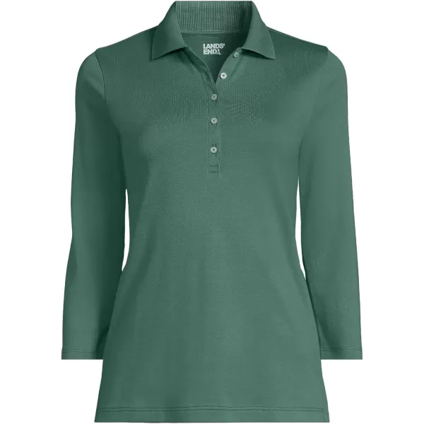 imageLands End Womens 34 Sleeve Supima Cotton Polo ShirtWashed Evergreen