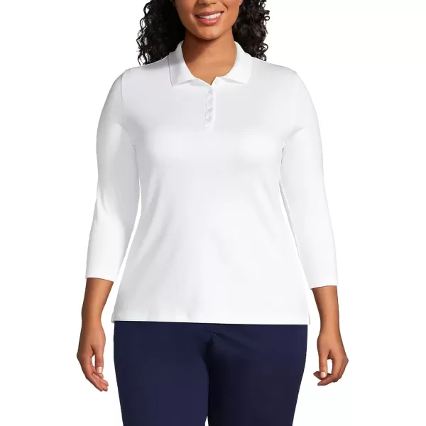 imageLands End Womens 34 Sleeve Supima Cotton Polo ShirtWhite