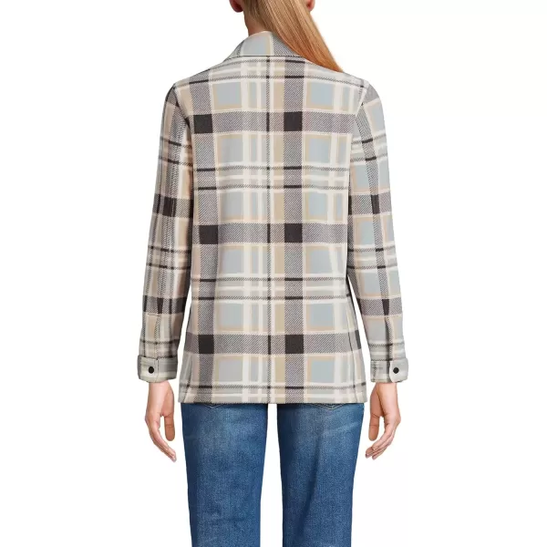 imageLands End Womens Anyweather Fleece Shirt JacketBlack SlateWarm Almond Plaid