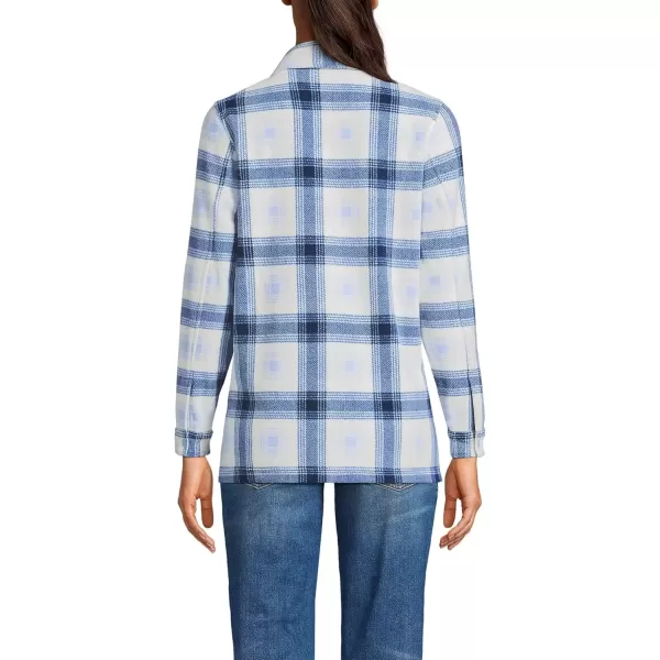 imageLands End Womens Anyweather Fleece Shirt JacketDeep Sea NavyCornflower Plaid