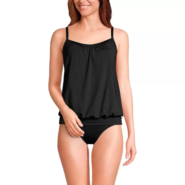 imageLands End Womens Blouson Tummy Hiding Tankini Top Swimsuit Adjustable StrapsBlack