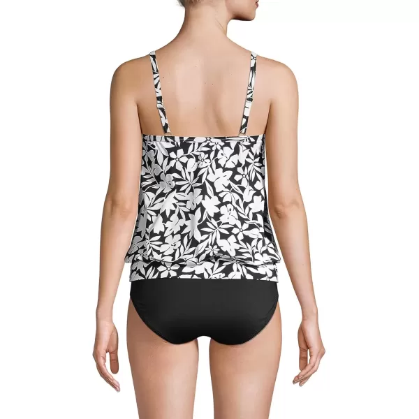 imageLands End Womens Blouson Tummy Hiding Tankini Top Swimsuit Adjustable StrapsBlack Havana Floral