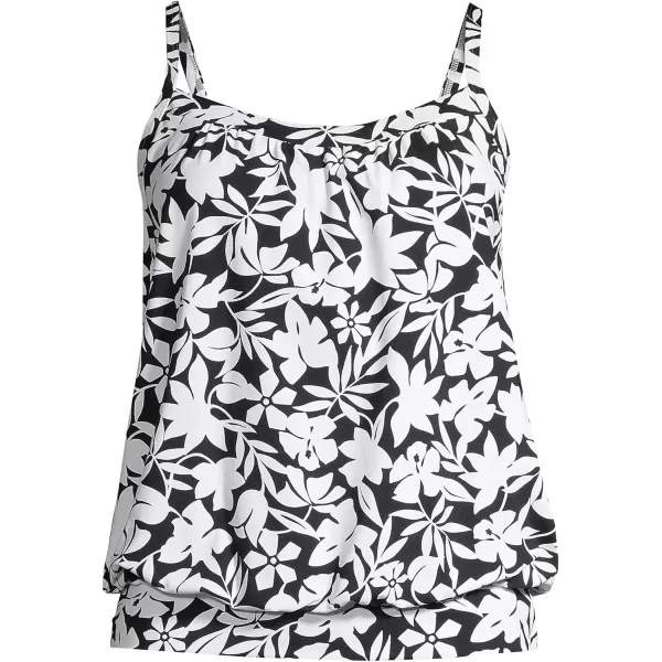 imageLands End Womens Blouson Tummy Hiding Tankini Top Swimsuit Adjustable StrapsBlack Havana Floral