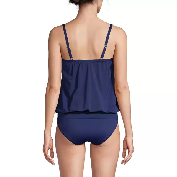 imageLands End Womens Blouson Tummy Hiding Tankini Top Swimsuit Adjustable StrapsDeep Sea Navy