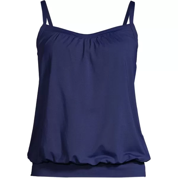 imageLands End Womens Blouson Tummy Hiding Tankini Top Swimsuit Adjustable StrapsDeep Sea Navy