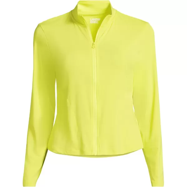 imageLands End Womens Cooling Zip Front Long Sleeve Mock Neck UPF 50 Sun Protection Rash GuardSunlight Lime